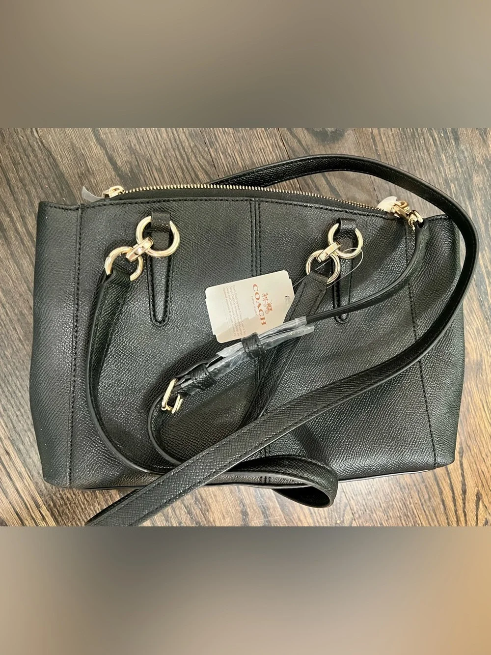 Coach Mini Christie Carryall Black Crossbody Satchel Pebbled Leather NWT